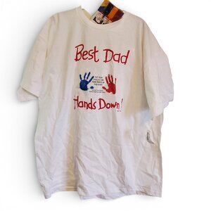 Vintage 90s Y2K Best Dad Hands Down Hand Print Shirt Father's Day Size XXL